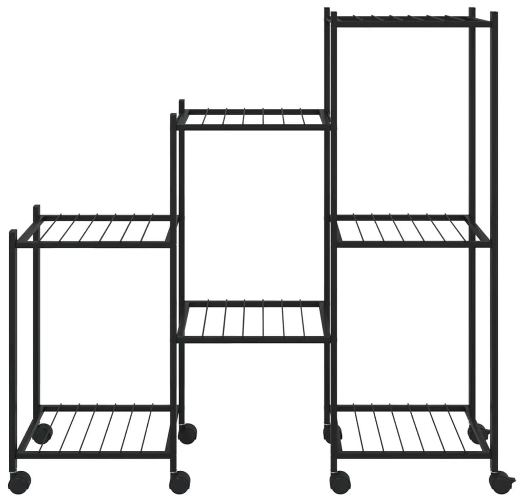 Suporte de vasos c/ rodas 83x25x83,5 cm ferro preto