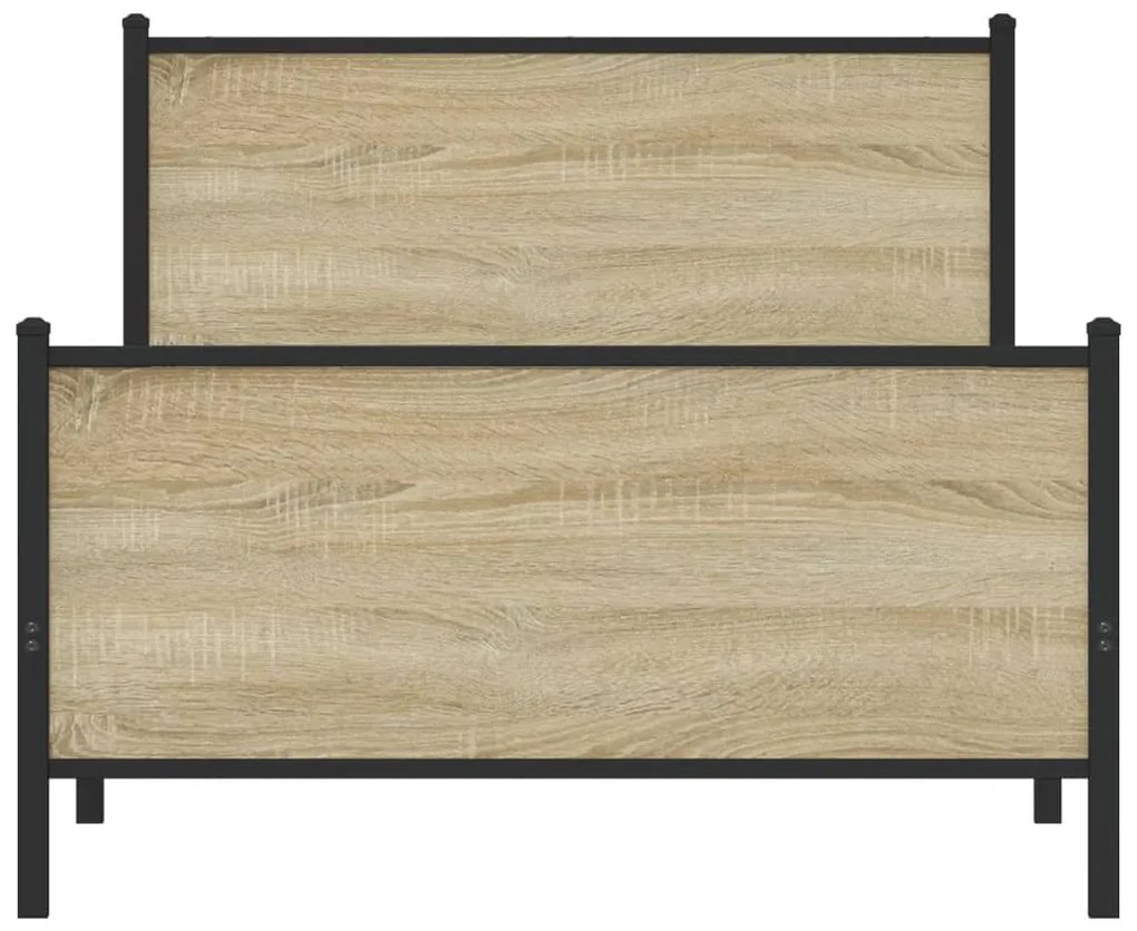 Estrutura de cama sem colchão 100x190 cm metal carvalho sonoma