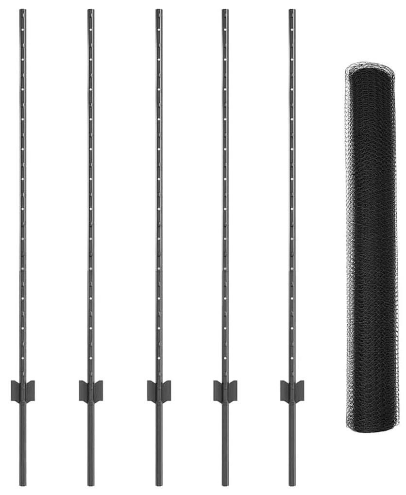 Postes de Cerca vidaXL 10 pcs U-Channel Cinza 120 cm Aço