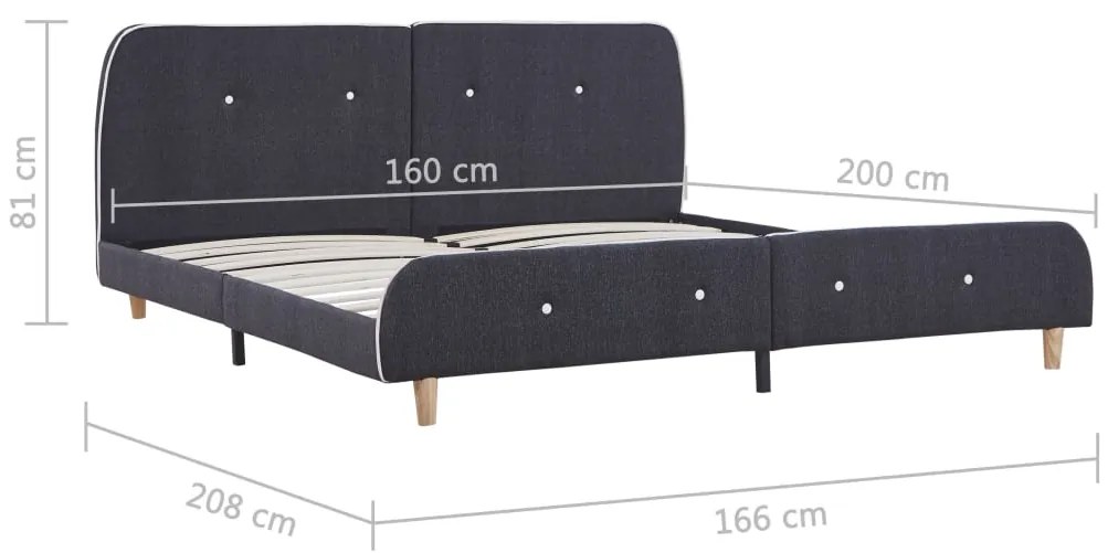 Estrutura de cama sem colchão de tecido cinza escuro 150x200 cm