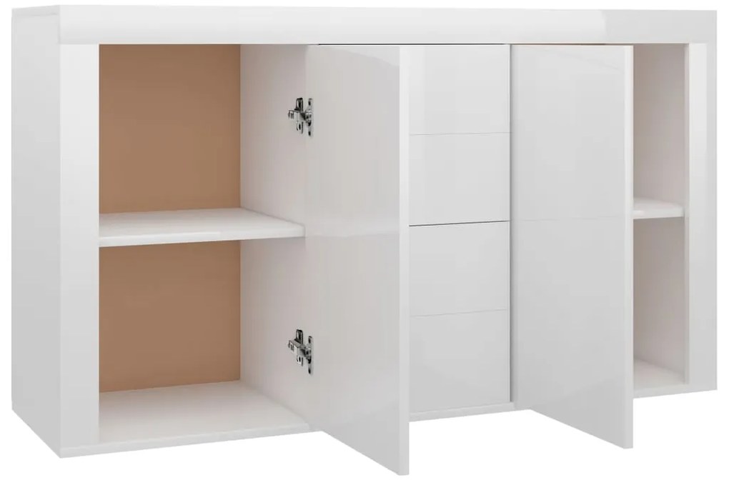 Aparador 120x36x69 cm derivados de madeira branco brilhante