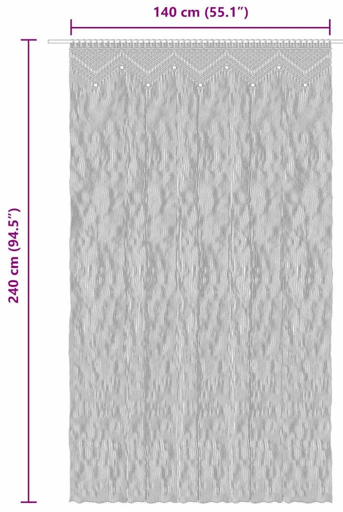 Cortina macramé 140x240 cm algodão azul