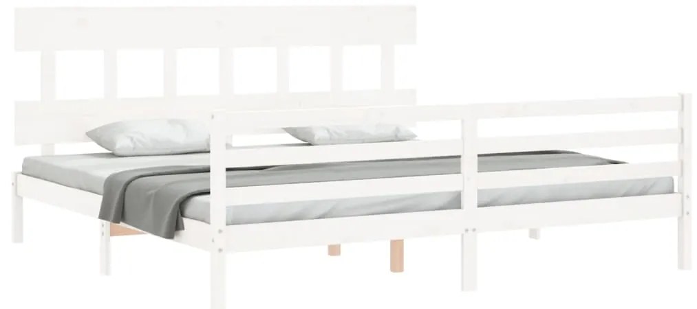 Estrutura de cama com cabeceira 200x200cm madeira maciça branco