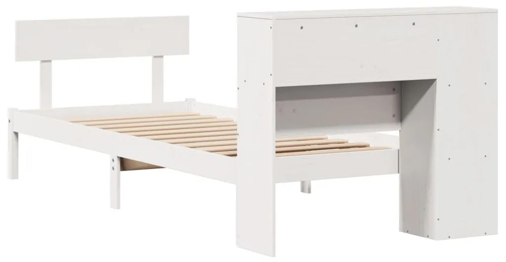 Cama com estante sem colchão 100x200 cm pinho maciço branco