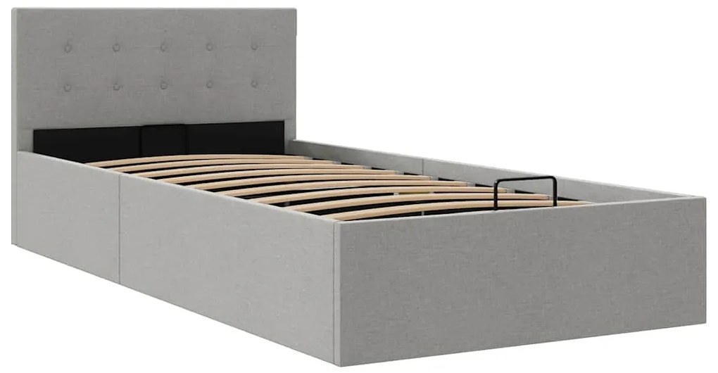 Cama hidráulica c/ arrumação 100x200cm tecido cinza-claro