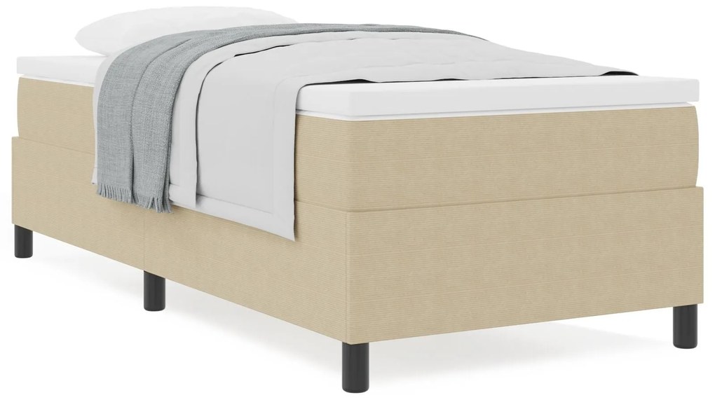 Cama com Box Spring com Colchão Verde Claro Cinza 90x200 cm Tecido de