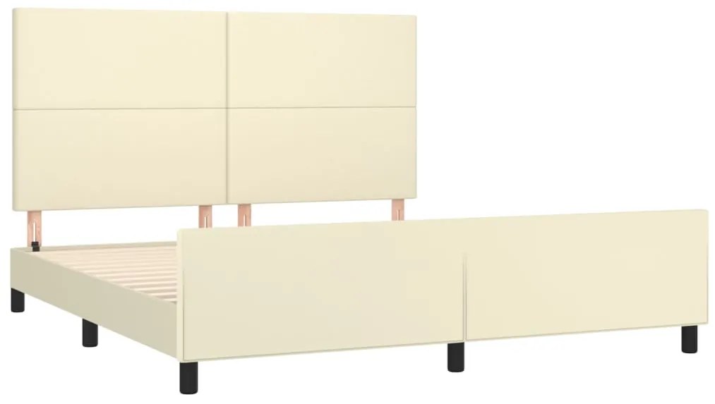 Estrutura de cama c/ cabeceira couro artificial 180x200cm creme
