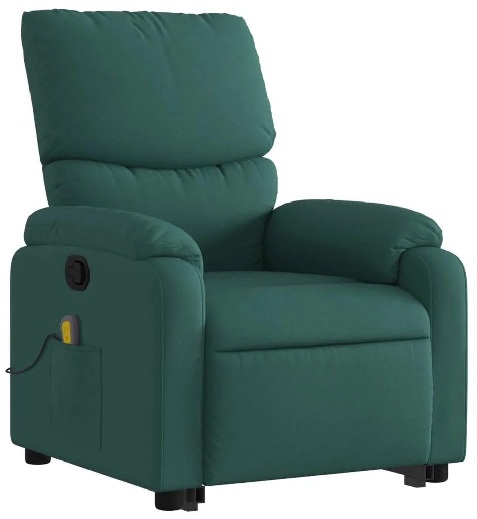 Poltrona reclinável elevatória de massagens tecido verde-escuro