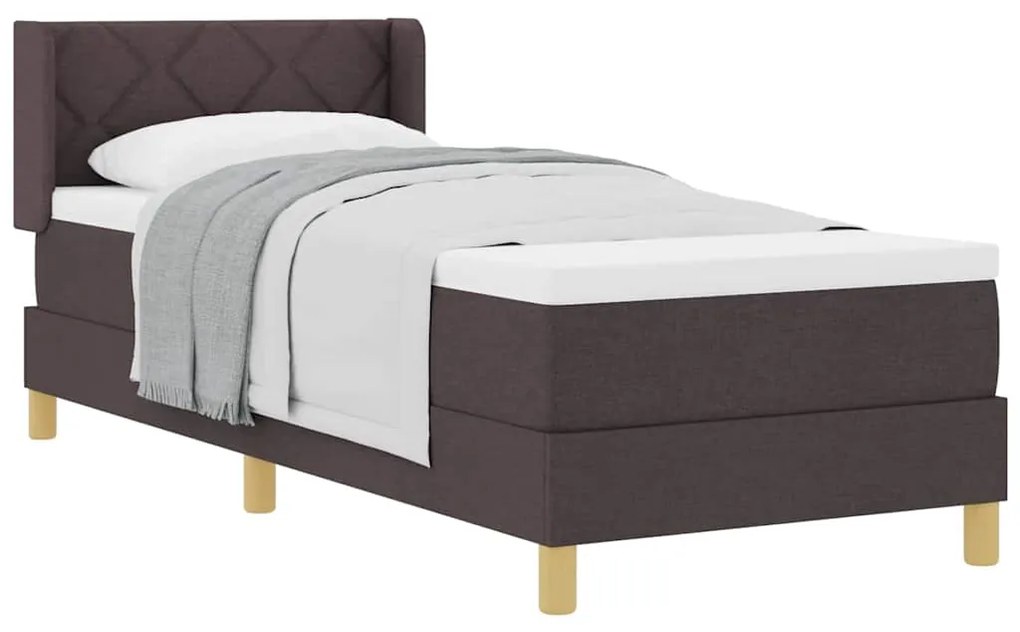 Cama Box Marrom Escuro e Branco 80 x 200 cm tecido