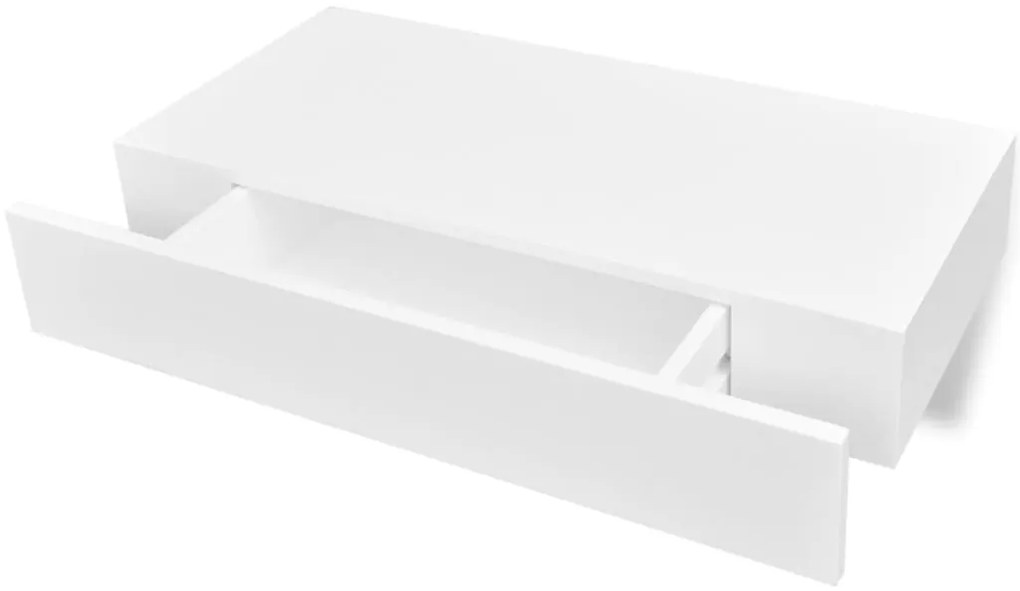 Prateleiras de parede suspensas com gavetas 2 pcs branco 48 cm