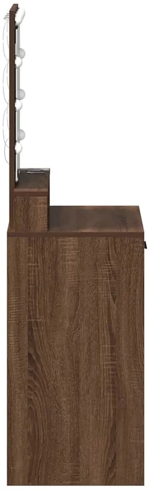 Mesa de Maquiagem vidaXL com Luzes LED Castanho Carvalho 50x41x140 cm