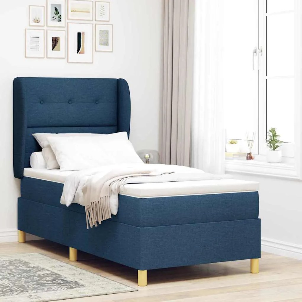 Cama Box Spring com Colchão vidaXL Azul 80x200 cm Tecido