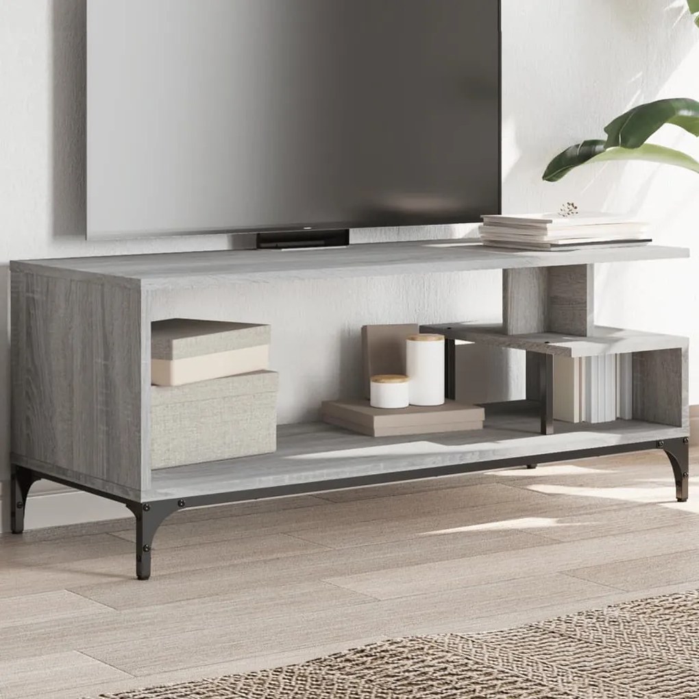 vidaXL Móvel de TV derivados madeira/aço revestido pó cinzento sonoma