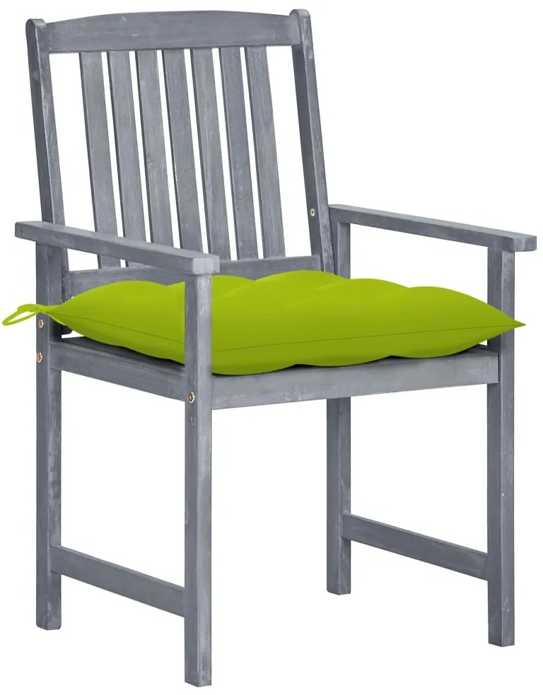 Cadeiras de jardim c/ almofadões 8 pcs acácia maciça cinzento