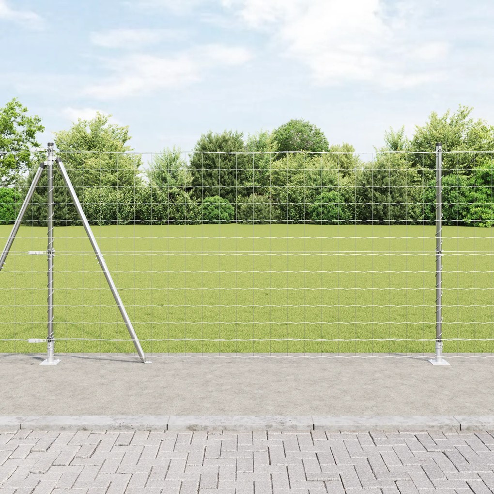 vidaXL Cerca Euro da com 7 Postes Flangeados 1.2x10 m Aço Galvanizado
