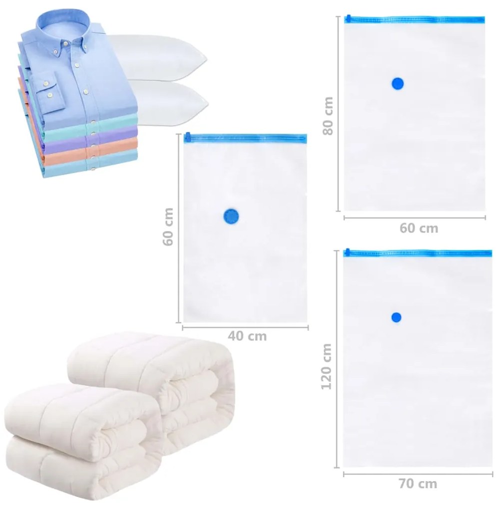 Sacos para arrumação de roupas a vácuo 60x40 cm 10 pcs