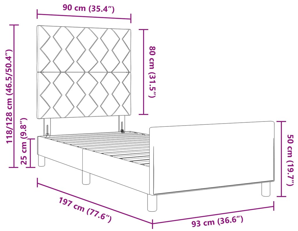 Cama Azul vidaXL 90x190 cm em Tecido