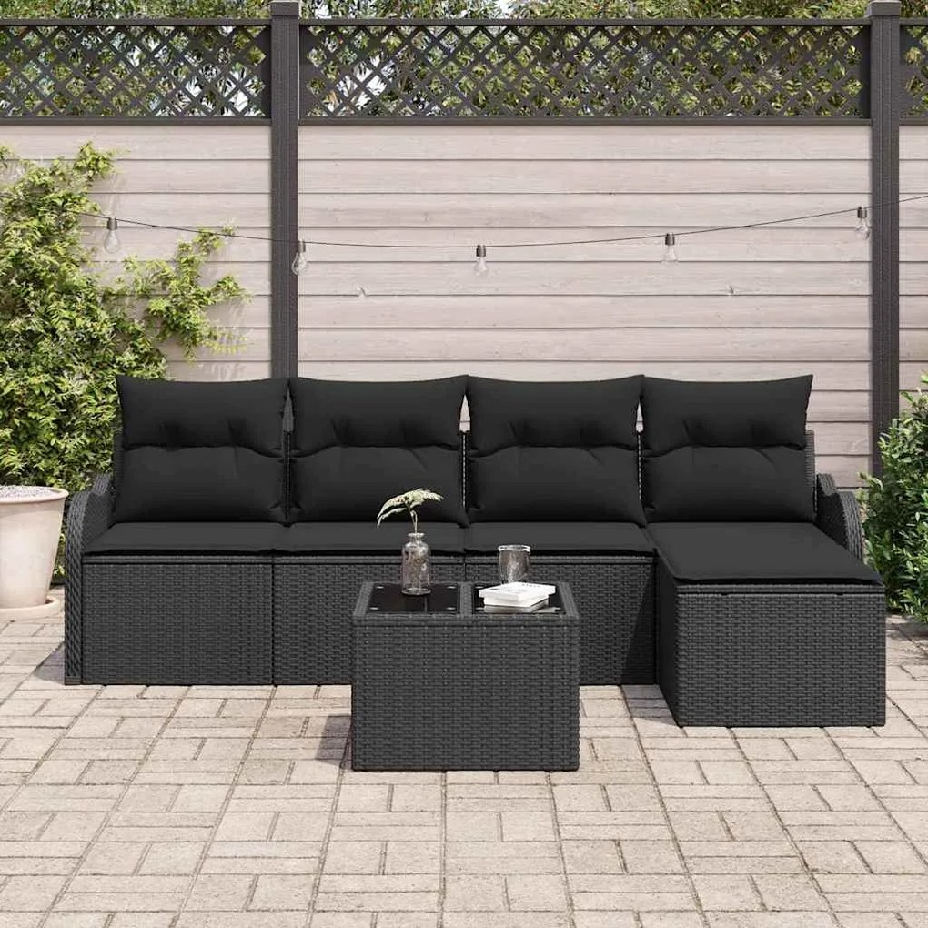 Conjunto de Sofá de Jardim vidaXL com Almofadas Beja Vime Sintético