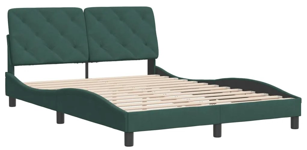 Estrutura de cama sem colchão 140x200 cm veludo verde-escuro