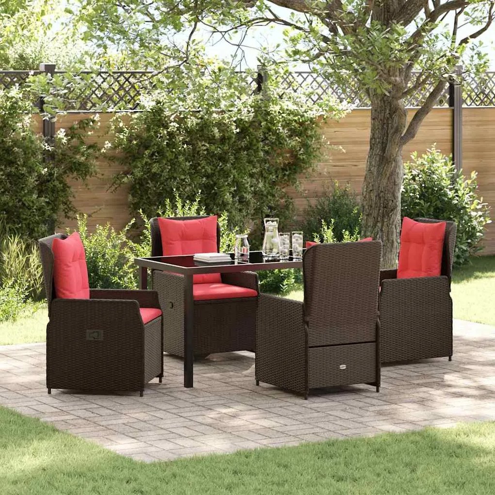 vidaXL Conjunto de Jantar para Jardim 5 Peças em Rattan Sintético Marrom