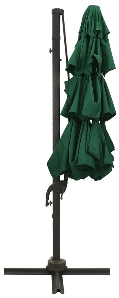 Guarda-sol de jardim 4 camadas c/ poste de alumínio 3x3 m verde