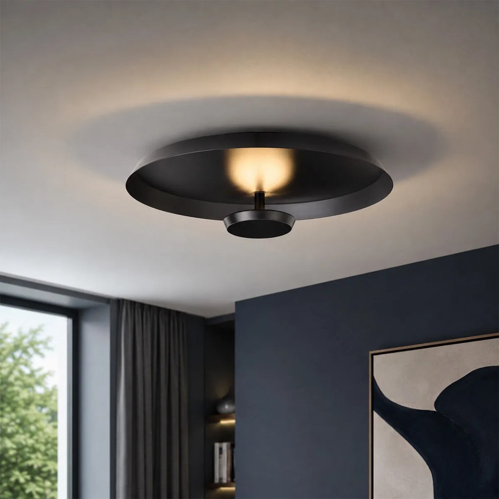 Plafon moderno preto mate com LED regulável em 3 níveis - Sombra