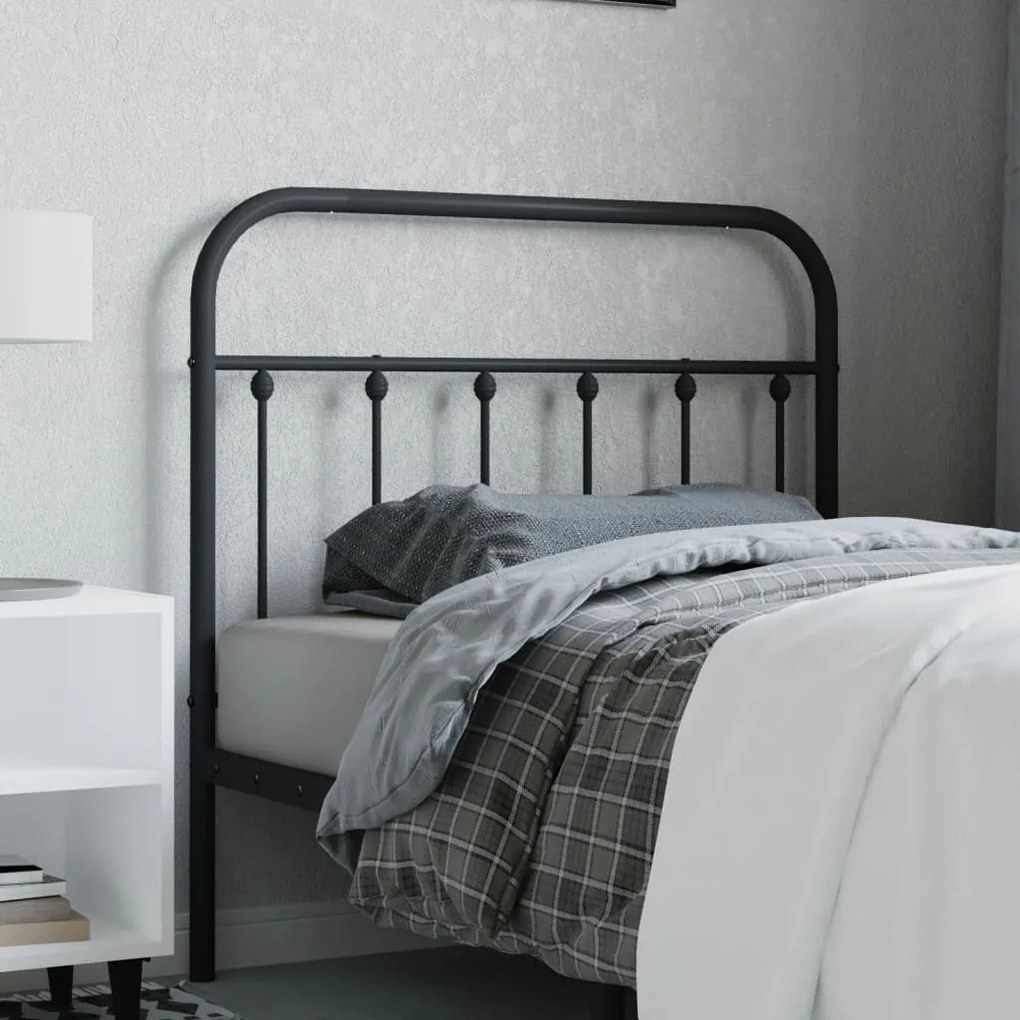 vidaXL Cabeceira de cama 100 cm metal preto
