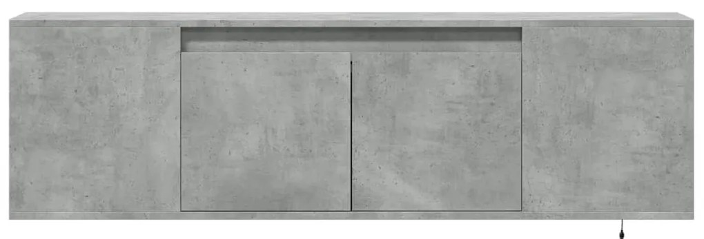 Móvel de parede p/TV c/luzes LED 135x31x39,5cm cinzento cimento
