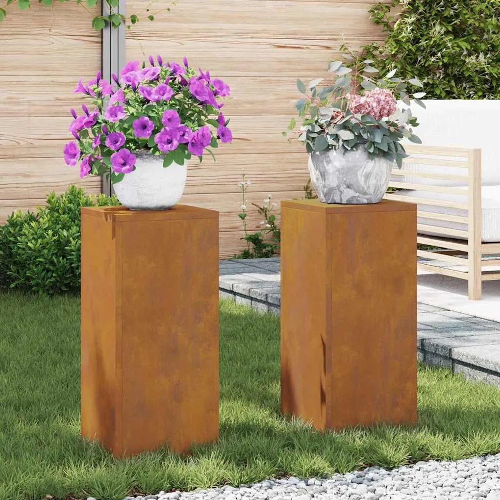 Suportes de Plantas Externos Pilar 2 pcs 24x24x55 cm Aço em Tempo de C