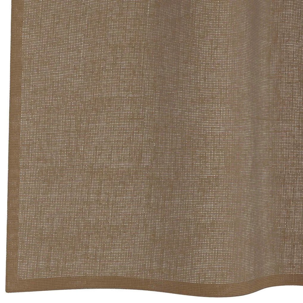Cortinas de voile com laços 2 pcs castanho-claro 140x245 cm
