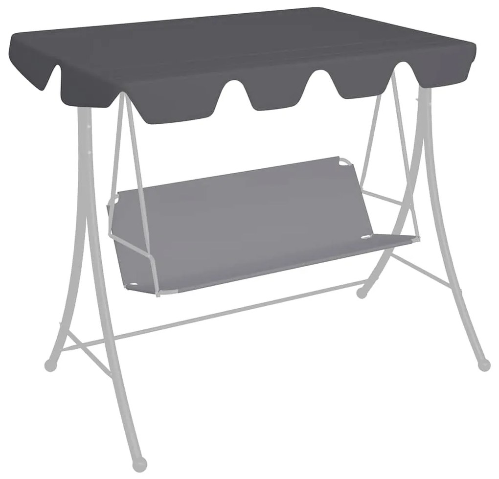 Toldo suplente p/ baloiço de jardim 150/130x105/70 cm antracite