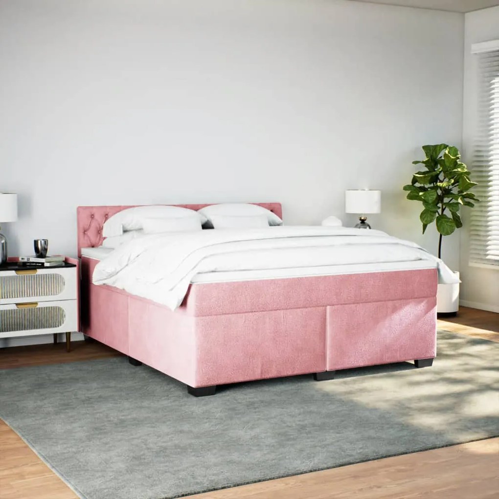 Cama com molas/colchão 180x200 cm veludo rosa