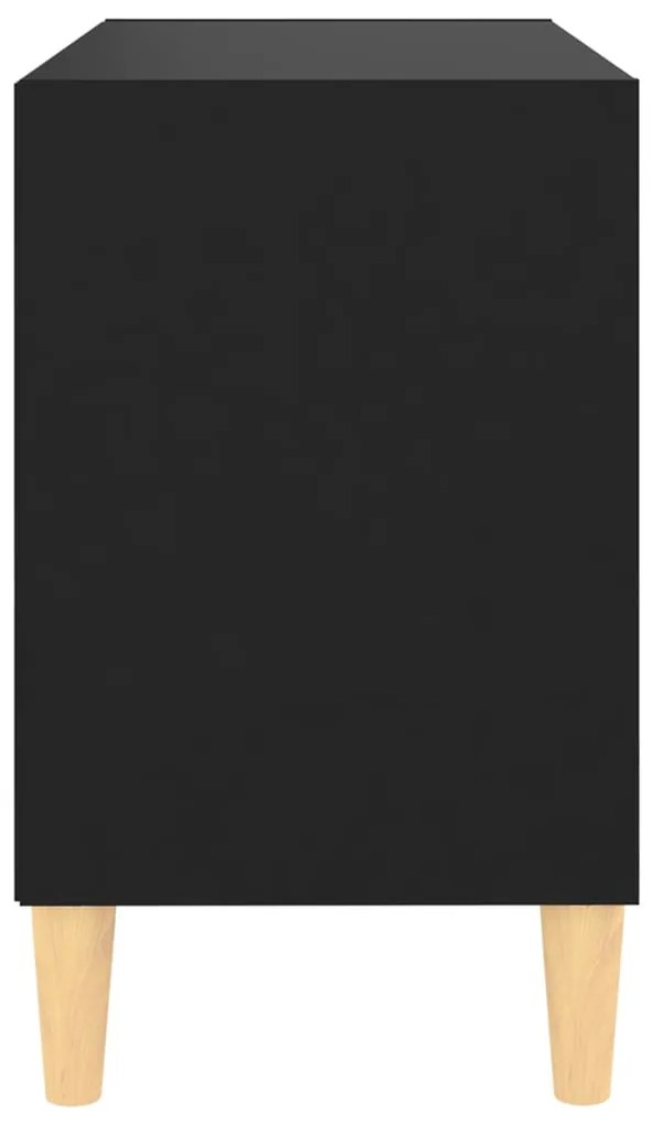 Móvel de TV c/ pernas de madeira maciça 69,5x30x50 cm preto