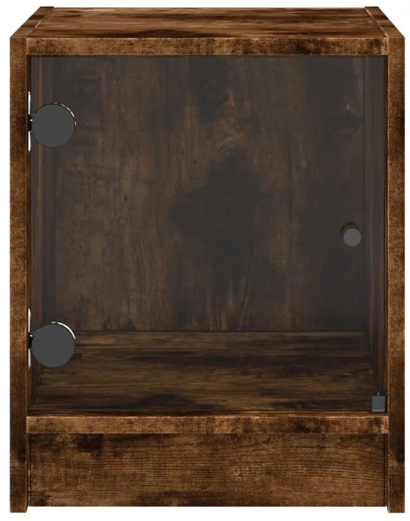 Mesa de cabeceira c/ porta de vidro 35x37x42 cm carvalho fumado