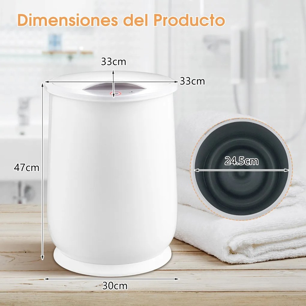 Aquecedor elétrico de toalhas 21L com temporizador de 20-90 minutos, modo de secagem de 2-5 horas e desligamento automático, branco