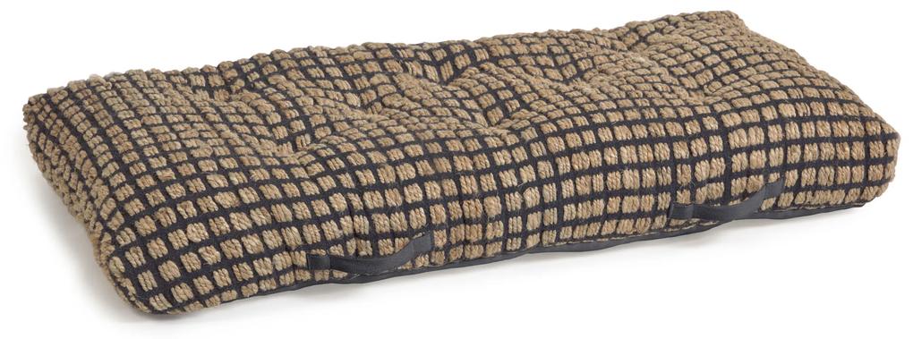 Kave Home - Almofada de chão e palete Adelma de juta e algodão preto e natural 60 x 120 cm