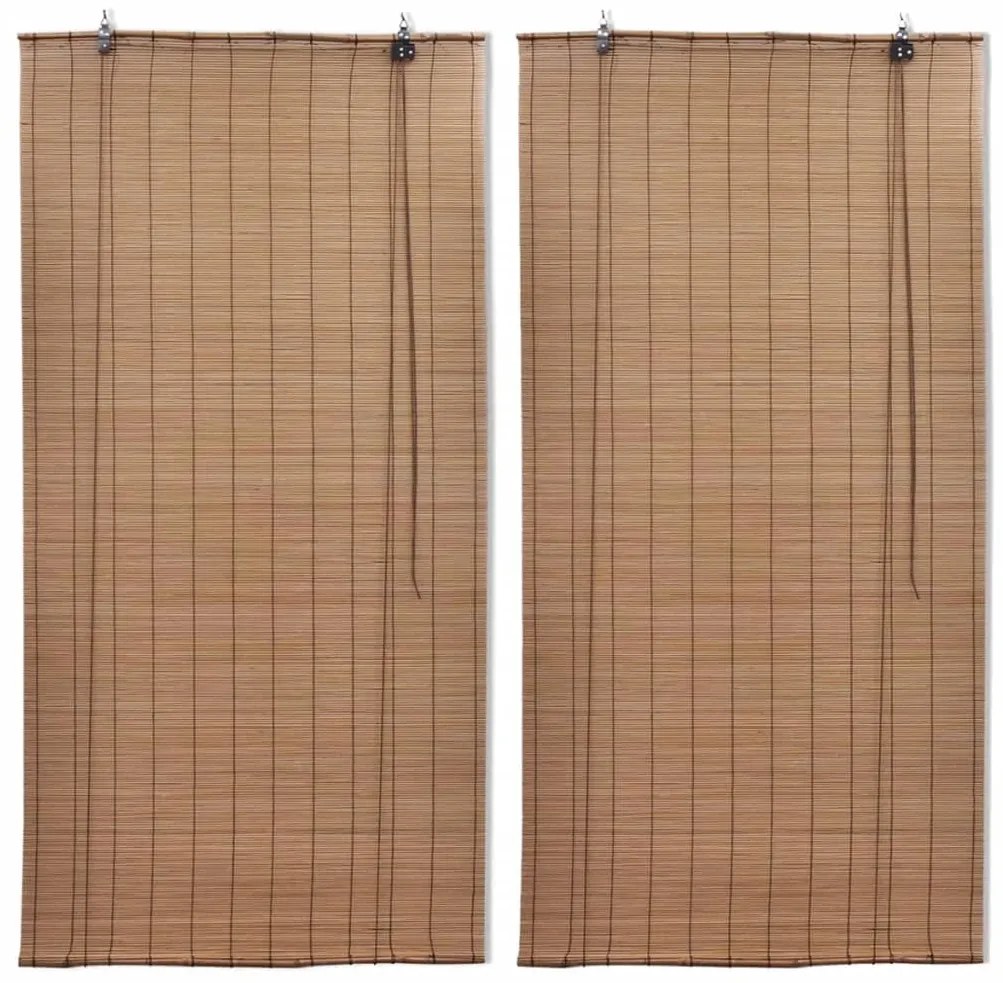 Estores de rolo 2 pcs 100 x 160 cm bambu castanho