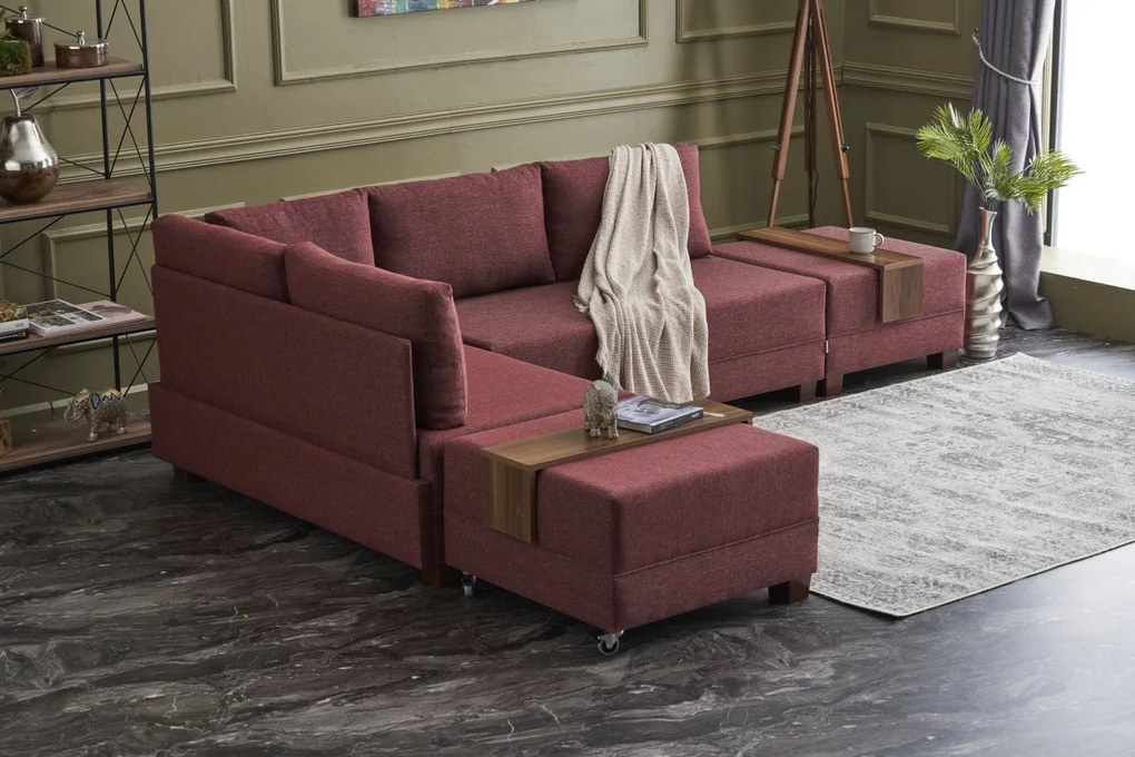 Sofá-Cama de Canto Fly – Vermelho Claret – 210x80x280 cm