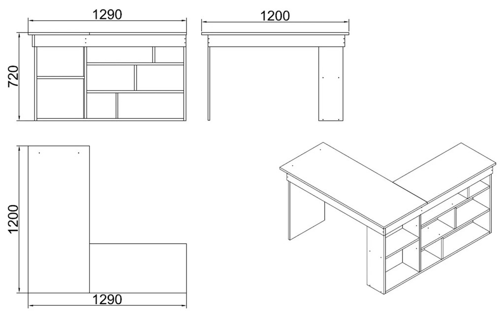 Secretária CT5 – Pinho Atlântico Branco – 129x72x120 cm