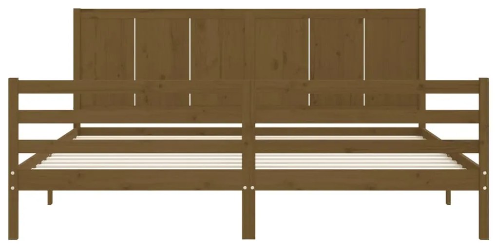 Estrutura cama c/ cabeceira 200x200cm maciço castanho-mel