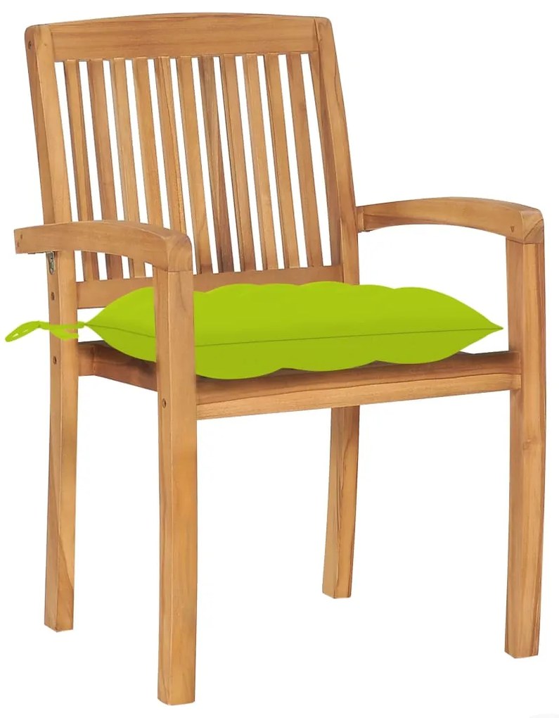Cadeiras jardim c/ almofadões verde brilhante 2 pcs teca maciça