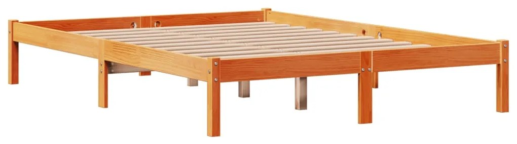 Estrutura cama c/ cabeceira 140x190cm pinho maciço castanho-mel