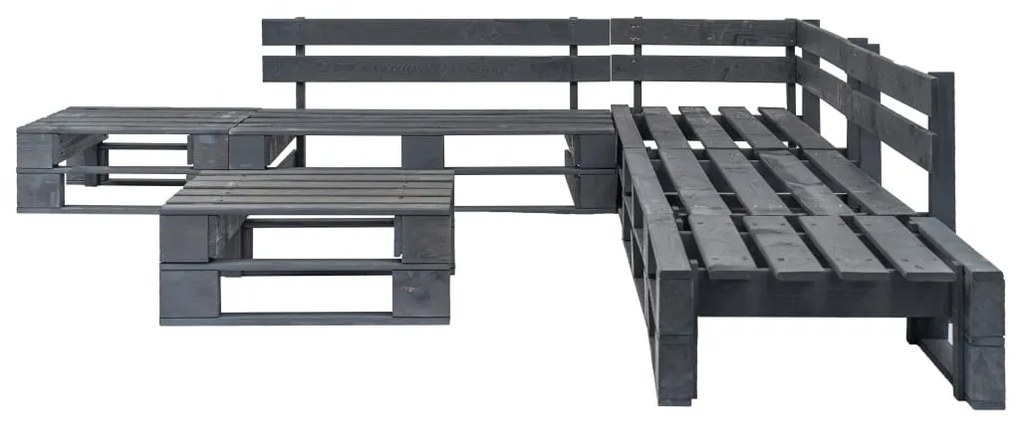 6 pcs conjunto lounge de jardim paletes madeira cinzento
