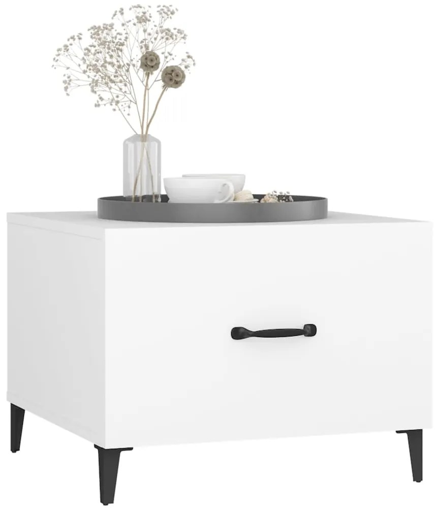 Mesa de centro com pernas de metal 2 pcs 50x50x40 cm branco