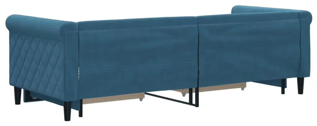 Sofá-cama com gavetão e gavetas 80x200 cm veludo azul