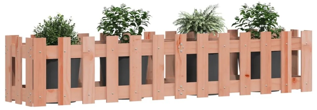 Canteiro elevado c/ design de cerca 150x30x30cm madeira douglas