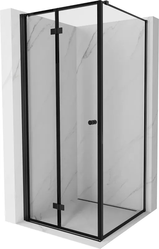 Mexen Mist-F cabine de duche dobrável esquerda 90 x 90 cm, moldura preta, preta - 8A6T-090-090-70-70-L