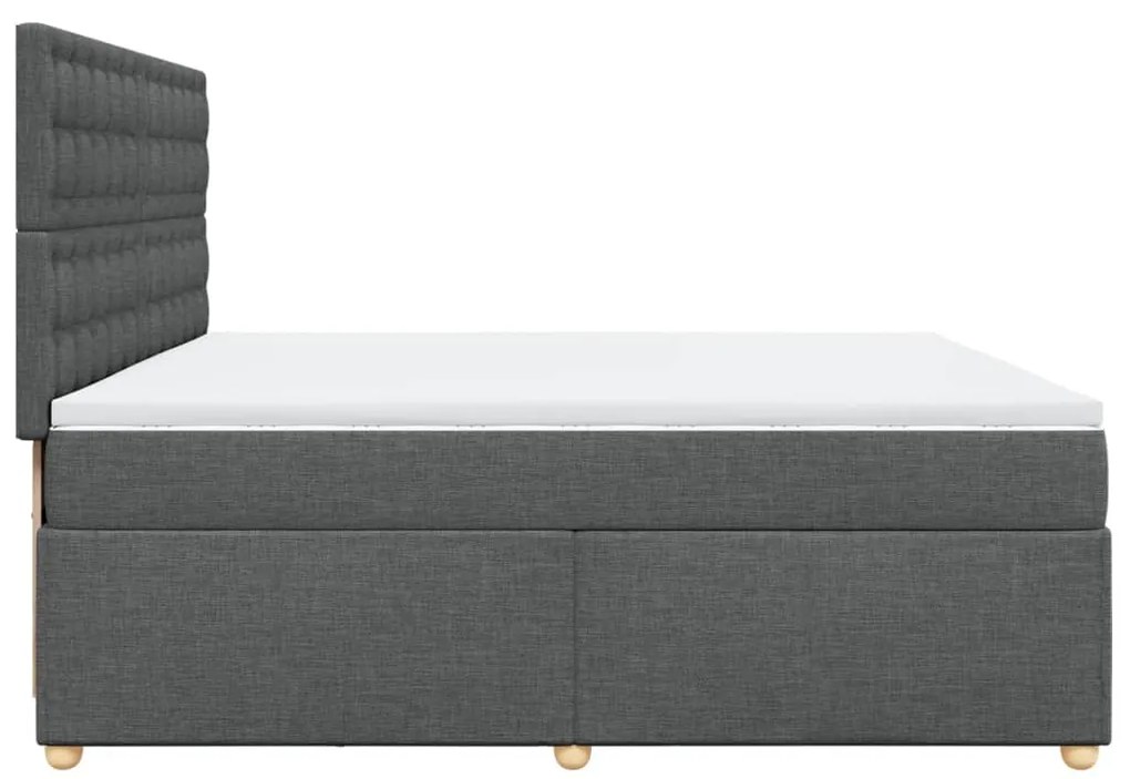 Cama com molas/colchão 200x200 cm tecido cinzento-escuro