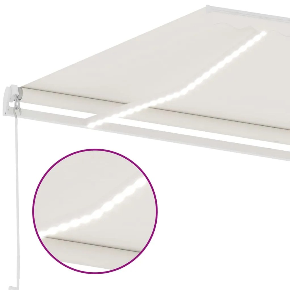 Toldo retrátil manual com LED 500x350 cm cor creme