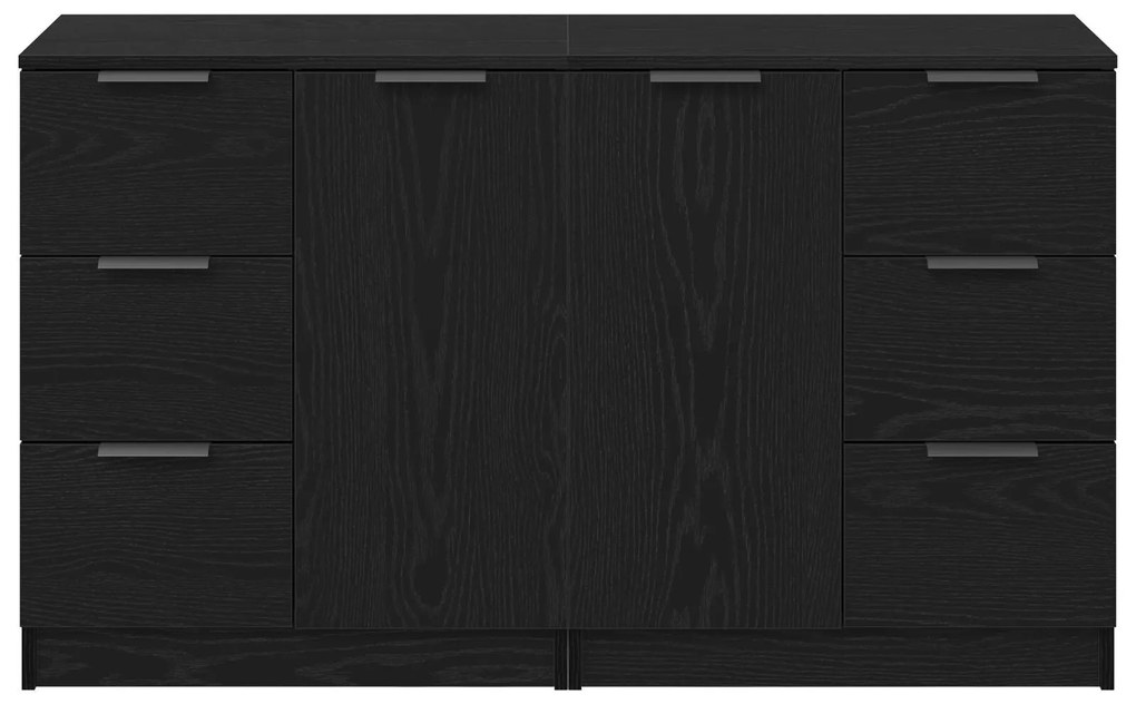 Buffets 2 pcs Madeira de Carvalho Preto 60x30x70 cm Madeira engenheira